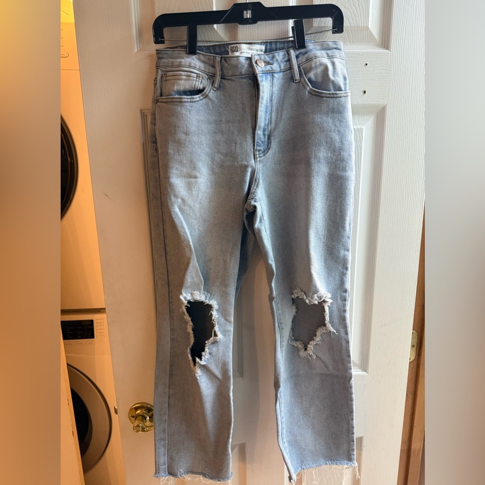 High Rise Straight Leg Jeans - Light Blue